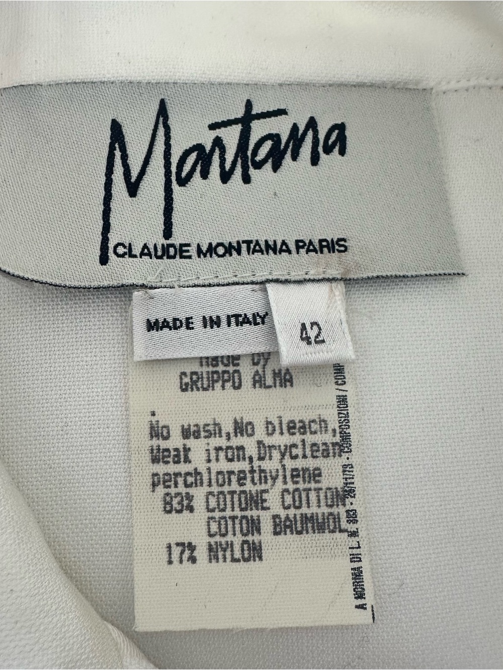 CLAUDE MONTANA White Zip-Front Belted Jacket - Picture 6 of 8